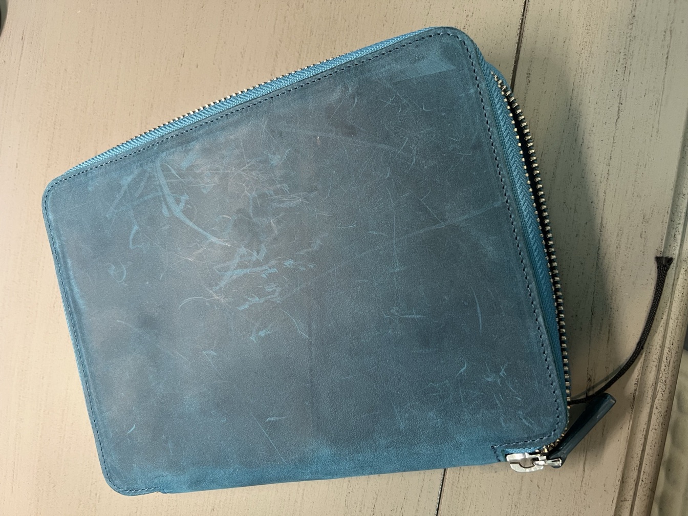 Galen Leather Leather Zippered A5 Notebook Folio - C.H. Ocean Blue